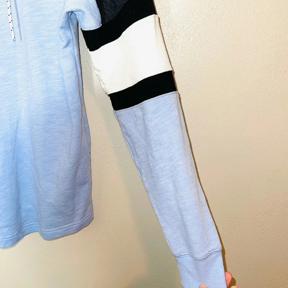 PINK Victoria’s Secret Baby Blue & Gray Oversized Varsity Tee Xsmall Women’s - Picture 4 of 11